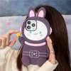 Shockproof Phone Cases Anti-fall Silicone Soft Case Cute 3D Purple Cartoons Rabbit Protective Full Covers For Apple 14 Iphone 13 Plus Pro Max 12 11 Non-Yellowing