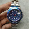 44mm Superocean Blue Dial Automatic Mens 시계 강철 케이스 블루 스테인레스 스틸 스트랩 스포츠 신사 시계 Timezonewatch