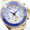 44MM Stainless Steel Gold Bracelet Automatic Mechanical Mens Watches Watch Bidirectional Rotating Bezel Blue Hands 116688 Index Ho171o