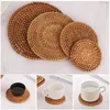 Bord mattor 1pc Pure Natural Rattan Coasters Bowl Pad Handgjorda isolering Placemats Padding Cup Kitchen Fashionable Decoration