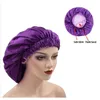 Couleur de couleur une couleur réversible Silky Satin Bonnet Double couche Sleep Night Head Cover Bonnet Hat For Curly Springy Hair Black TT0208