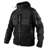 Mens Jaquetas O Estilo Militar Tactical Standup Collar Slimfit Quente Fleece Soft Shell Costura Zip Up Jaqueta Com Capuz 230207