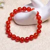 Strand 8mm Natural Red Agates Stone Armband för kvinnor Elastisk rep Kristall Bangle Energy Prayer Buddha Jewelry Gift