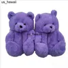 Slippers Women Winter Warm Plush Cartoon Teddy Bear Slippers Wholesale Girl's Lovely Home Cotton Shoes Women Furry Faux Fur Slides 0208V23