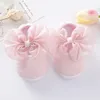 Primeros caminantes bebé niña zapatos planos para primavera otoño bowknot suela suave antideslizante cuna diadema de encaje