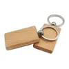 Crochets 12 pièces porte-clés en bois vierge étiquettes rectangulaires porte-clés en bois anneau pour bricolage artisanat