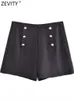 Women's Shorts Zevity Women Fashion Double Breasted Design High Waist Split Hot Ladies Chic Zipper Casual Pantalone Cortos P2273 Y2302