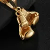 Pendentif Colliers Hip Hop De Luxe Gants D'or Pendentif Boxe En Acier Inoxydable Charme Collier Hommes Femmes Bijoux G230206