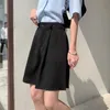 Frauen Shorts Anzüge mit Casual Solide LOSE Mode Sommer Senden Gürtel Hohe Taille Taste Fly Fünf-punkt Hosen Y2302