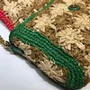 Geweven strozakje kettingtas klep crossbody shoudler tassen rood groen vrouwen handtassen tas tas totot kwaliteit lafiet gras vakantiebakken mode letter hardware buckle 574433