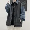 Herrjackor mode lösa jeans hoodie män pojkar lapptäcke denim jacka cool vårpunk tröja man japan hajujuku high street toppar