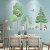 Stickers muraux modernes Ins Tree Creative Mural Living Room Decoration 3D Fond d'écran auto-adhésif Pegatinas de Pared