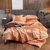 寝具セットソリッドカラーセットラグジュアリーソフトベッドシートと枕カバー品質キルト布団カバーサマーリネンホームダブルキング
