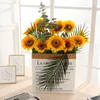 Fleurs décoratives 1 branche 45cm fleur de tournesol artificielle faux heronsbill fête maison Vase décoration peinture peinture Po accessoire