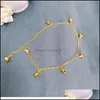 Anklets Accessories Retro Anklet Seven Flash Small Bell Ankle Chain Titanium Steel 18K Rose Gold Bracelets Hand Jewelry Ornaments Fa Dhp5k