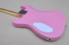 Guitare électrique semi-creuse rose 6 cordes avec manche en érable P 90 micros personnalisables