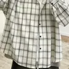 Mens Casual Shirts Men Plaid Single Breasted Long Sleeve Plus Size 3XL Loose Korean Chic Fashion Oversize AllMatch Thin Outwear BF 230208