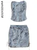 فستان من قطعتين boofeenaa y2k streetwear مثير الدنيم مجموعة أنبوب أعلى والخصر المنخفضة تنورة مصغرة للنساء ملابس النادي الصيفي C71FH49 230208