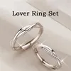 Bröllopsringar Romantisk infinity Lover Par Ring Set Zircon Crystal Engagement for Women Men Jewelry Present Bague