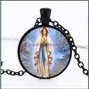 Colares de pendentes bem virgem Maria J￳ias de a￧o inoxid￡vel Declara￧￣o religiosa Declara￧￣o Droga Pingententes DHNW7