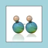 Stud Earrings Color Round Ball Earring Big Acrylic Drop Delivery Jewelry Dhps6