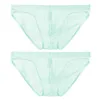 Mutande 2PCS Slip sexy da uomo trasparenti Maglia gay Vedere attraverso U Convesso Vita bassa Maschile Club Party Strip Underwear