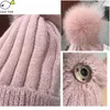 Berretti Berretti/Cappucci con teschio Skullies Maglia da sci e berretto con pompon Cappello invernale da donna per berretto lavorato a maglia Pelliccia lavorata a maglia1