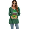 Women's T Shirts Women's 2023 Autumn/Winter V-Neck Bubble Long Sleeve Tunic Top T-Shirt Customized LOGO Text