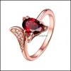 With Side Stones Rose Gold Rings Garnet Red Stone Adjustable Animal Finger Ring For Women Jewelry Drop Delivery Dhpa7