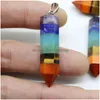 Charms Reiki Charm Pyramid 7 Chakra Natural Stone Rainbow Warstwa Piekłanie Punkt uzdrawiania Łańcuch Pendum Prezenty Hurtowe Dha4n