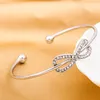 Bracelet Bracelet Simple Personnalisé à 8 Caractères Diamant Ouverture Bijoux en Alliage