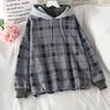 Womens Hoodies Sweatshirts Women Fleece Hoodies Sweatshirt Winter Plaid Pirnted Cotton Hooded Sweatshirt Casual Loose Hooded Pullover Oversize Jacket 230207