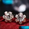 Charm Zircon Christmas Snowflake Stud Earrings For Women Shiny Rhinestone Crystal Flower Earring Drop Delivery Jewelry Dhrau