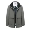 Men's Down Men Wool Collar Winter Warm Long Jacket Middle-aged Parkas Plus Thickened Mens Coat