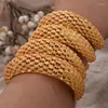 Bangle 4pcs/Set Dubai Banles Etiopian Gold Color Mankiet dla kobiet Bride Wedding Bransoletka African Arab Biżuteria Bliski Wschód Trum22