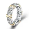 Aliança profissional Eternity Diamonique CZ simulada diamante 10KT ouro branco amarelo anel cruzado tamanho 6-11