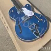 LvyBest Guitar Gretch Blue Falcon Electric Guitar Gold glittrande kropp Bindande ihålig kropp dubbel f ​​hål stora tremolo bridge guld