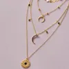 Chaînes breloques cercle pièce lune pendentif collier pour femmes bohème multicouche Geoemtry alliage réglable bijoux collier 9953