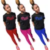 2024 Designer-Marke Pink Designer Jogging Anzüge Baumwoll-Trails-Einrichtungen Frauen Outfits Sommerkleidung 2x Kurzarm T-Shirt Hosen Zwei-Stück-Einsatz-Sportswear 7102-3