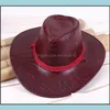 Breda randen hattar stora l￤der cowboy hatt platt topp m￤n l￤mnar tryckt filt hink man f￶r m￤n kvinnor fedora p￥ grund av 20211231 t2 drop del dhgw2