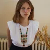 Naszyjniki z koralikami Vintage za Oświadczenie ZA Kamienny naszyjnik Kobieta bohemian etniczny kolorowy łańcuch kołnierzyka Choker Naszyjnik Femme ręcznie robiony letnia biżuteria 230208