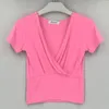 Women's T Shirts Tee Shirt Femme 2023 Crop Top Women Cotton T-shirt Female Sexy Deep V Neck Solid Lady Tees Short Sleeve Summer Women's