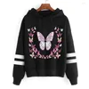 Kadın Hoodies 2023 Dans eden Kelebek Baskı Bayanlar Hoodie Sweater Sıradan Anime Karikatür Deseni Kawaii Y2K Sweatshirt