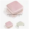 Jewelry Boxes 10X10X Veet Organizer Display Case With Zipper Travel Ring Box Necklace Storage Women Girls Gift Amp Bags Dhoir