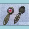 Andra 10st/Lot Cameo Flower Steel Bookmarks Round Cabochon Inst￤llningar smycken Tom Charms 75 D3 Drop Leverans Fyndkomponenter DHBAF