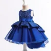 Abiti da ragazza Bambini Appliques in pizzo Prom formale Ragazze Principessa Abito da ballo con perlineCostume Abito da festa di compleanno 6M-6 anni Vestidos 2023