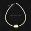 Pendant Necklaces Classic Thick Cool Gold Sier Beads Choker Necklace For Women Ccb Material Hypoallergenic Chian Fashion Jewelry Dro Dhb6D