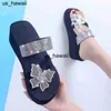 Slippers Dameswedge sandalen 2022 Zomer Fashion Slippers Platform Rhinestone Butterfly Slipper Outdoor Open teen Ladies Schoenen Flip-Flop 0208V23