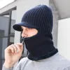 Beanies Beanie/Kafatası Kapakları Erkekler Kış Örme Şapka Fermuarlı Kürk Düzenli Sıcak Şapkalar Ekle Yüz Kulağı Balaclava Kapağı