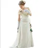 Бежевая викторианская A-Line Свадебные платья складки бисера на плече шнурок корсет на открытом воздухе плюс размер свадебного платья Vestido